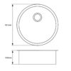 Black Granite Quartz Stone Kitchen/Laundry Sink Round Single Bowl Top/Under Mount 460mm x 191mm - Image 2