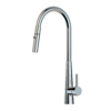 XCEL Polished Chrome Gooseneck Retractable Maxi Pull Out Mixer with Dual Spray